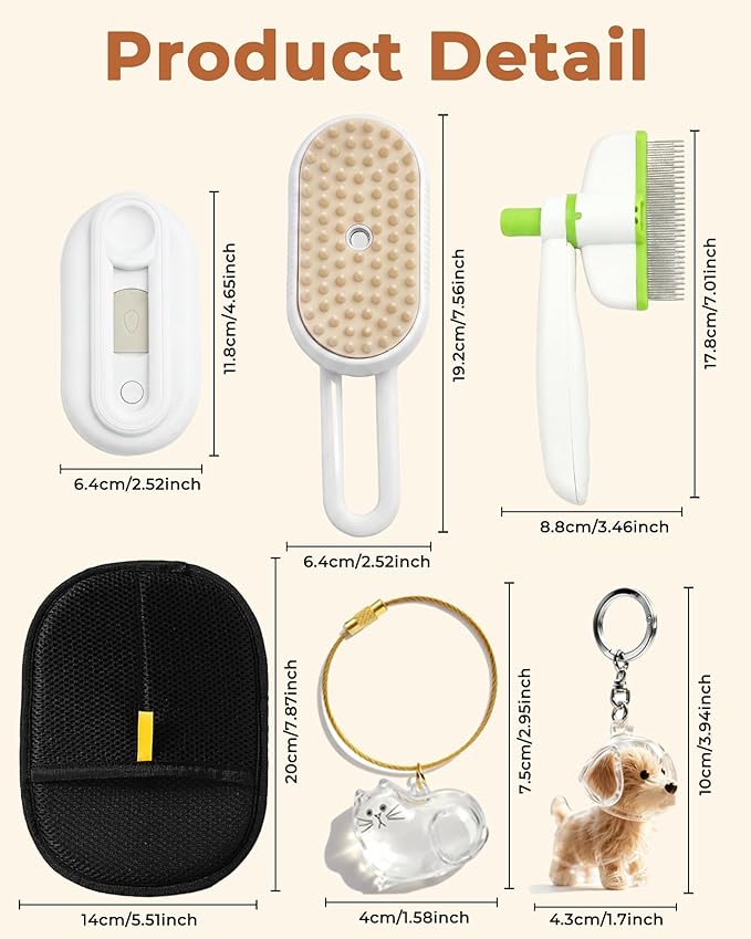 Cat Steam Brush for Shedding 4 in 1 Pet Rechargeable Spray Hair Removal Comb for Indoor Cats with Pets 360-Degree Rotatable Flea Comb Grooming Supplies Suitable for All Long-haired and Short-haired