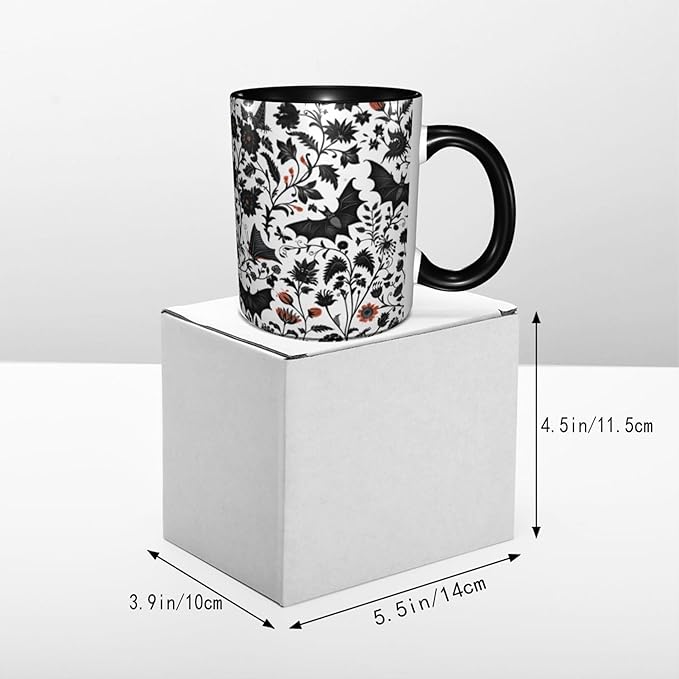 Bat Coffee Mug 11oz Ceramic Tea Cup With Handle Funny Porcelain Mugs for Women Dishwasher Microwave Safe