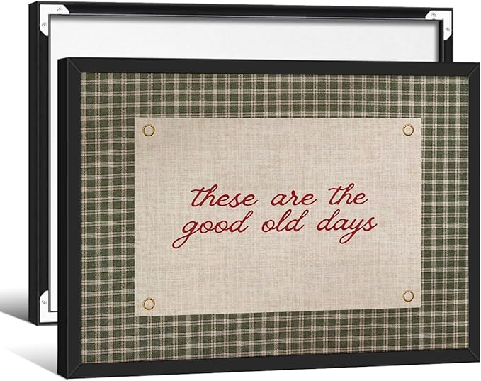 These Are the Good Old Days Wall Art Positive Affirmations Quotes Poster Preppy Green Gingham Canvas Prints 16X20 inch Aluminum Framed for Modern Kids Wall Decor Bedroom