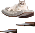 Premium Cat Shelves – Shelf in Walnut Brown with Replaceable Carpet with 2 Pine Wood Steps (3pcs). Sturdy Perches for Wall. Cat Hammock Bed Furniture for Cats