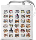 Cute Cat Canvas Tote Bag for Women Funny Cat Bag for Shopping Work Travel Lover Totes Gifts
