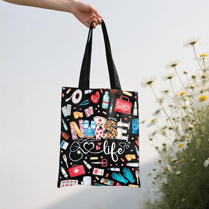 Aesthetic Canvas Tote Bag for Women - with Magnetic Snap Closure & Zipper Inner Pocket Reusable Bag for Shopping