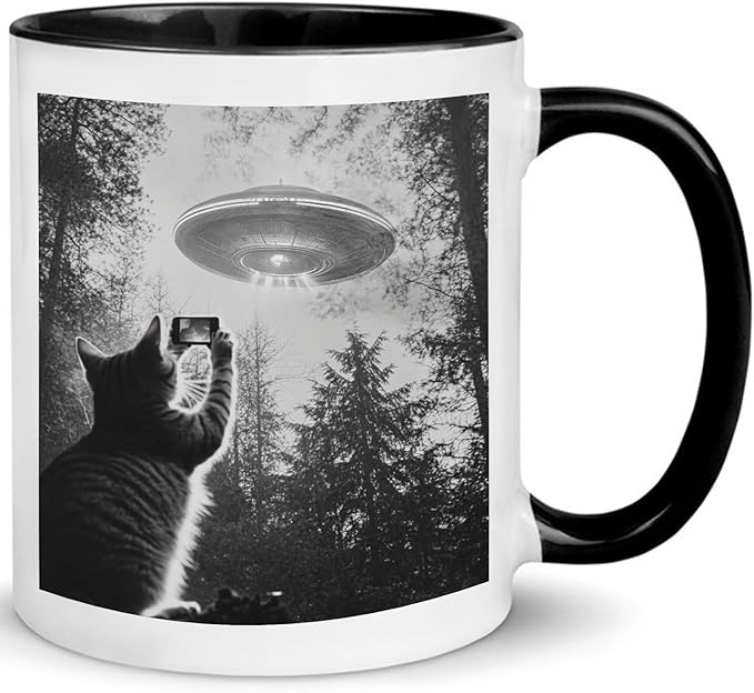 AlienCat Selfie UFO Coffee Mug - Funny Cat Gifts For Women, Men, & Cat Lovers - Perfect For Birthday, Halloween, Christmas - 11 oz