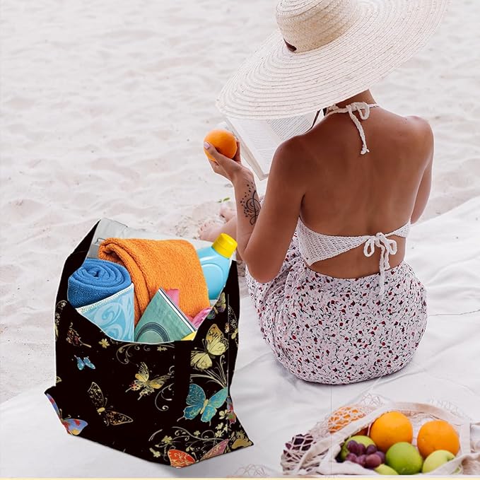 Hanamiya Na Tote Bag with Zipper Pockets, Tote Bag Reusable Shopping Grocery Bags Birthday Gifts for Women, Weekender Bags