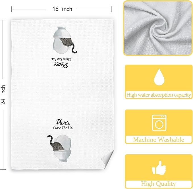 Jvpke Funny cat Hand Towel for Bathroom,Black Cat Decor, cat Lover Gifts for Women, Cat Towels for Cat Lovers, Cat Bathroom Decor, Black cat Gifts for Women cat Lovers, 16x24