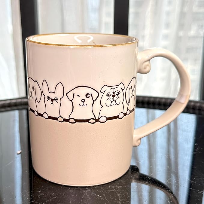 15oz Dog Lovers Mug, Dog Coffee Mug Funny Ceramic Tea Cup Novelty Gifts for Office and Home Women Girls Men Dishwasher Microwave Safe, White