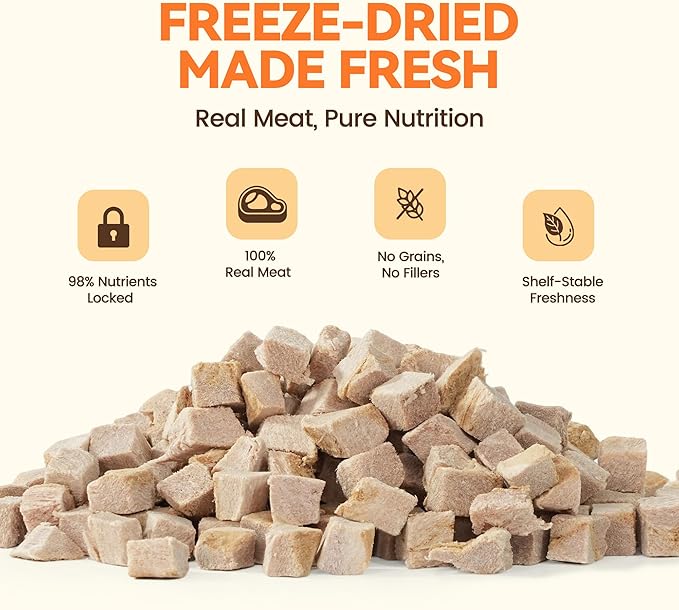 Freeze Dried Cat Treats, Single Ingredient Duck Bites Snacks for Cats & Dogs, Grain-Free High Protein Healthy Training Treats & Food Topper for Cats & Dogs, 4 oz