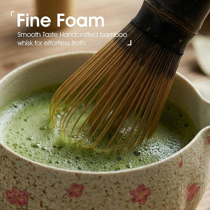 Matcha Whisk Set, 7-Piece Matcha Kit with Ceramic Bowl, Bamboo Whisk, Scoop, Sifter, Holder & Bamboo Mat – Premium Matcha Tea Set for Beginners & Matcha Lovers, Gift Ready