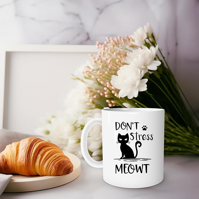 Cat Lovers Mugs - 11oz, Don't Stress Meowt Coffee & Tea Cup