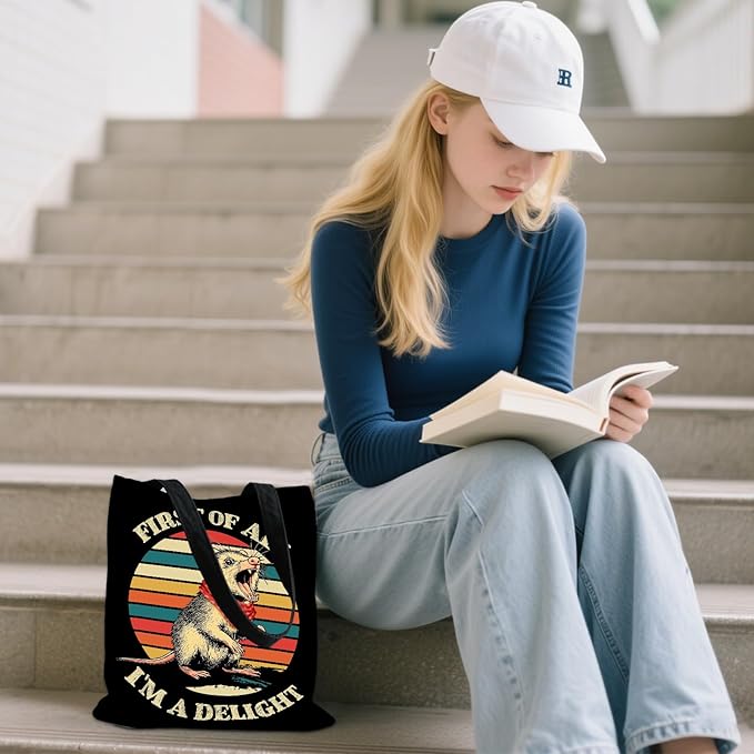 Aesthetic Canvas Tote Bag for Women - with Magnetic Snap Closure & Zipper Inner Pocket Reusable Bag for Shopping