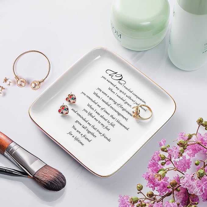 PUDDING CABIN Friend Gifts for Women You are a Friend for a Life Time Friendship Birthday Gifts for Friends Female, BFF Gift for Her, Personalized Ring Dish