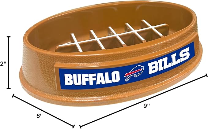 NFL Super-Bowl Buffalo Bills Slow Feeder Dog & Cat Bowl. Football Design for Healthy Digestion. Non-Slip for Large & Small Pets