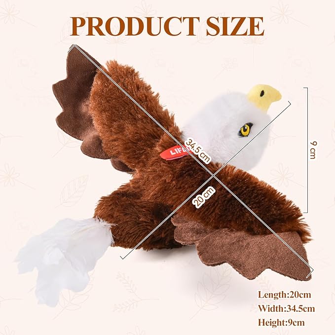 Flappy Bird Cat Toy, Interactive Flapping & Chirping Cat Toys for Indoor Cats, Rechargeable Cat Toys with Catnip, Touch Activated, Floppy Eagle NO Flying