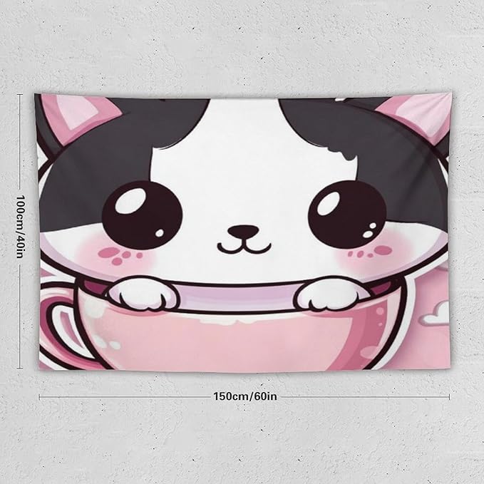 MaSiledy Tapestries Kawaii Cat Tapestry Cat Lover Gifts Wall Art Tapestry for Bedroom Aesthetic Wall Art Home Decoration for Bedroom Living Room Dorm 40"x60" Tapestries for Bedroom Living Room Dorm