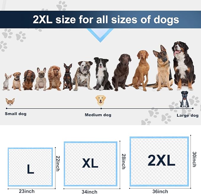 Boscute XXL Thicken 6 Layers Heavy Absorbent 30"x36" Pet Training Dog Pee Pads, Extra Large Polymer Leak-Proof Quick Dry Puppy Pee Pads, Disposable Pee Pads for Dogs Cats Rabbit
