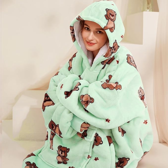 Narecte Cozy Oversized Blanket Hoodie Wearable Blanket Adults Soft Hooded Blanket Hoodie Birthday Gifts for Women Christmas