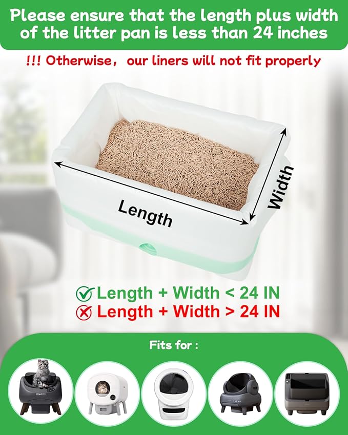 140 Count Cat Litter Box Liners Compatible with Litter Box Robot 4/5/3, Thick 10-12 Gal Waste Drawer Liners Bags with Strong Ties, Pre-separated for Easy Use,25.2"x15.7"