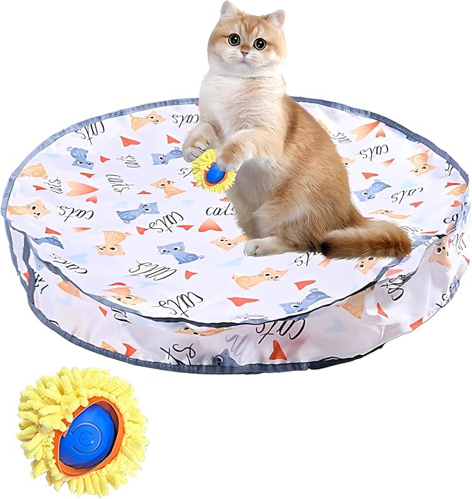 KOIJYFNL Interactive Cat Toys Ball Fast Rolling Cat Toys in Pouch, Moving Best Cats Toys for Indoor, Hide and Seek Chase Exercise Game, Motion Activate Rechargeable Kitten Toys