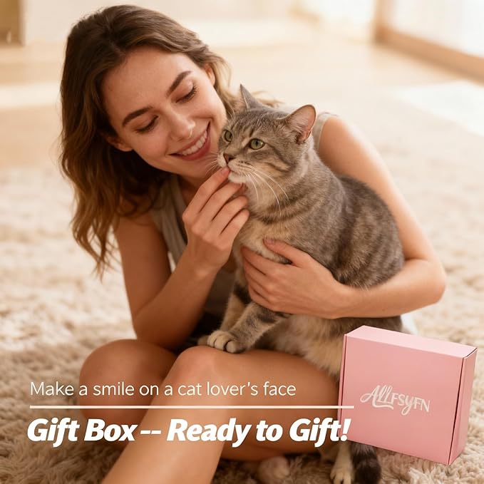 9 Pcs Cat Lover Gifts for Women,Cat Mom Themed Gift Box with 16 oz Glass Cup &Funny Socks, Mother's Day, Birthday Gifts for Cats Crazy Lady, Owner, Friends, Sister, Daughter