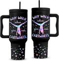 Gymnast Gymnastic Gifts, Stainless Steel Tumbler With Handle 40 Oz, Best Gifts For Gymnast, Birthday Christmas Gift Ideas, Glitter Bling Tumbler, Cartwheel Travel Mug