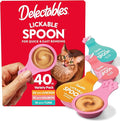 Delectables Lickable Spoon Handheld Wet Cat Treats Made with Real Tuna, Creamy Puree, Mess Free, Quick & Easy, Grain-Free, No Added Fillers, No Added Preservatives, Variety Pack 40ct
