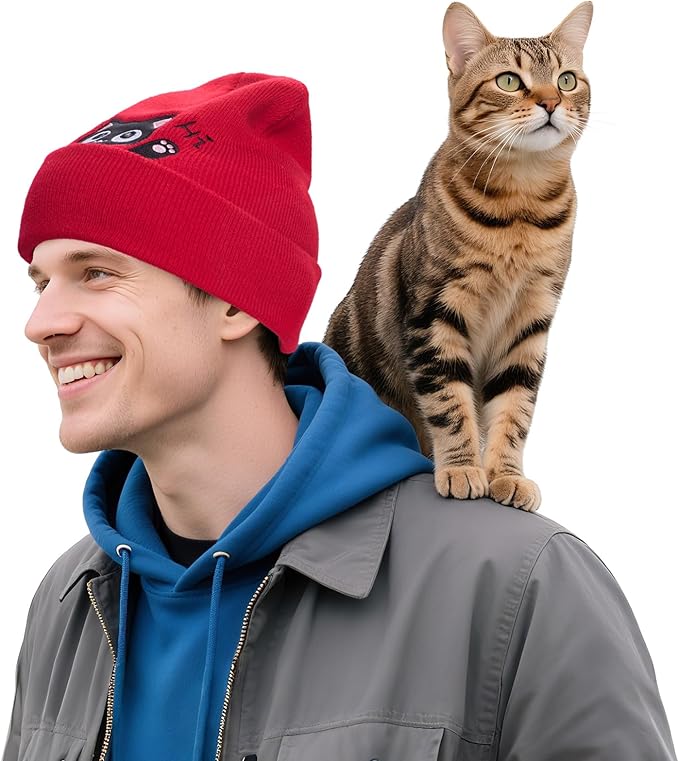 Winter Knitted Beanie Hat and Themed Scoks for Dog Cat Lover Gifts, Christmas Stocking Stuffers for Men Women