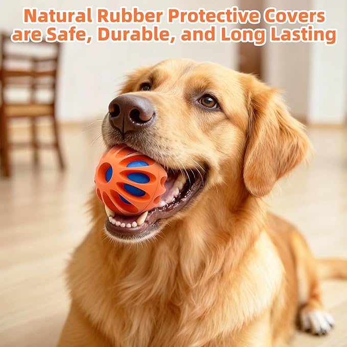 Interactive Dog Toy, Wicked Ball AIR, Automatic Moving, Bouncing, and Rotating, E-TPU Material, IPX7 Waterproof Rating, Active Rolling Ball for Medium and Large Dogs (Orange+Blue)