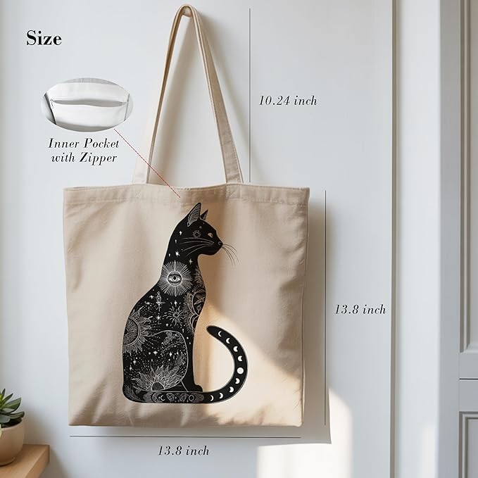 Pets Lover Gifts Tote Bag for Women, Dogs Cats Bee Aesthetic Canvas Bag with Inner Pocket