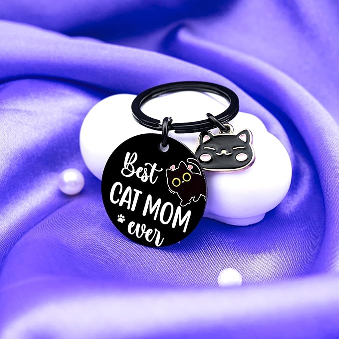 Cat Mom Mothers Day Gifts For Women Black Cat Keychain Stuff Gifts For Cats Lovers Unique Cats Lover Gifts For Women