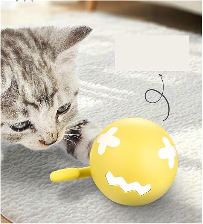 Cat Intelligent Rolling Ball Toy Cat Fish Bone Rotating Ball Toy Automatic Rolling Cat Luminous Toy Cat Only Toy Vibration Sensing Automatic Obstacle Avoidance Intelligent Companion Cat Toy Soft Color