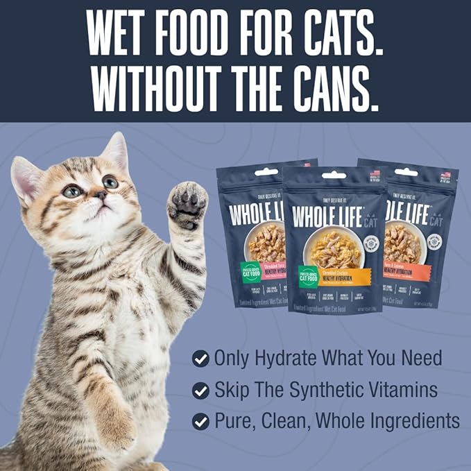 Whole Life Cat Freeze Dried Cat Food - Human-Grade Wet Food Toppers, Snacks & Lickable Treats, Instantly Hydrating Natural Broth Just Add Water - Shredded Tuna, 4.5 Oz