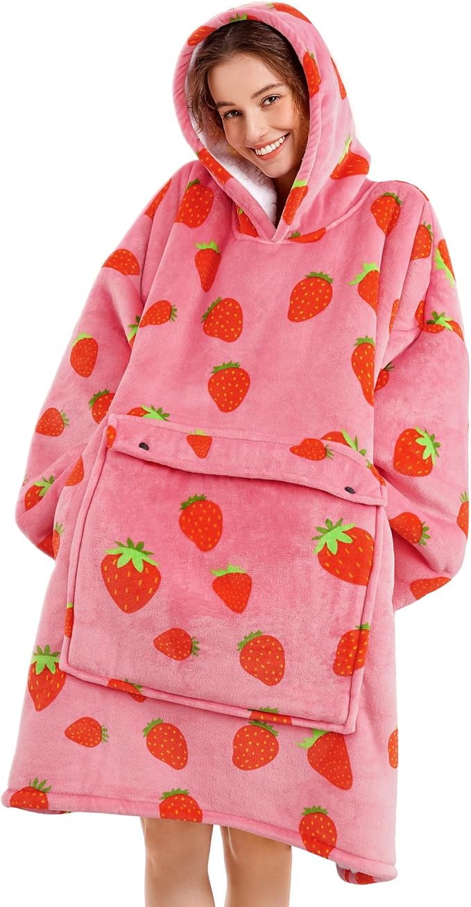 Narecte Cozy Oversized Blanket Hoodie Wearable Blanket Adults Soft Hooded Blanket Hoodie Birthday Gifts for Women Christmas