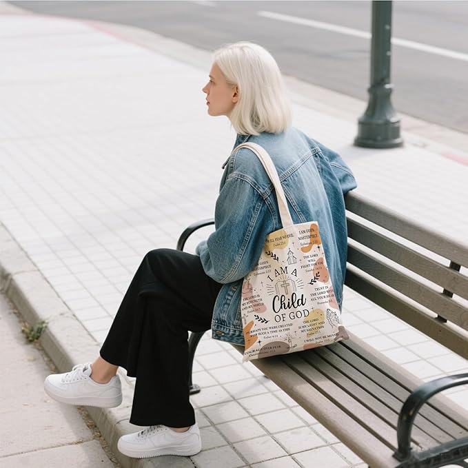 Aesthetic Canvas Tote Bag for Women - with Magnetic Snap Closure & Zipper Inner Pocket Reusable Bag for Shopping