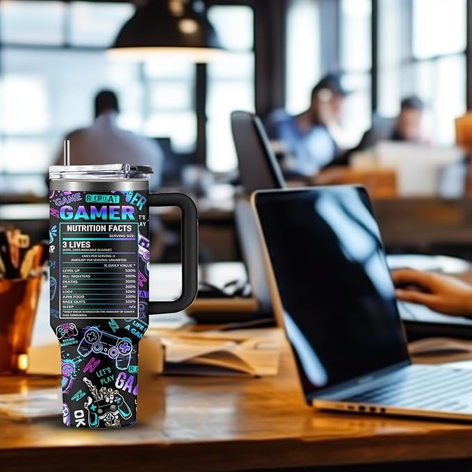 Gaming Gifts for Men Boys, Gamer Gifts for Men, 40oz Gamer Tumbler Cup, Gaming Mugs, Teen Boy Gift Gamings Stuff, Gaming Gamepad Present for Son, Birthday Gift for Him Boys Gamings Cup(Style2)