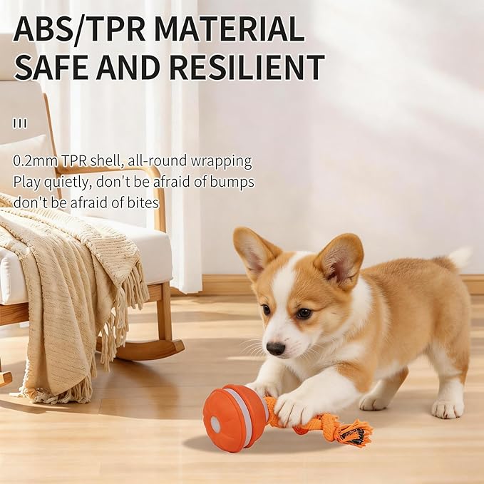 Interactive Dog Toy - Automatic Rolling Ball with Bird Sound, Durable Chew Toy for Small Medium Dogs & Cats, Type-C Rechargeable (Orange)