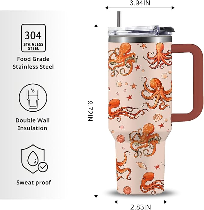Octopus Lovers Gifts For Women, Just a Girl Who Loves Octopus Gift, 40oz Cute Octopu Tumbler, Friendship Present For Octopu Lover Friend, Birthday Sea Animal Lover Coffee Cup Gifts For Girl