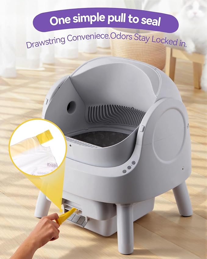 45 Count Automatic Cat Litter Box Liners Compatible with PetPivot AutoScooper 11 and Similar Open Top Self Cleaning Litter Box, Heavy Duty Cat Litter Bags Liners with Drawstring, 25.19" x 11.8"