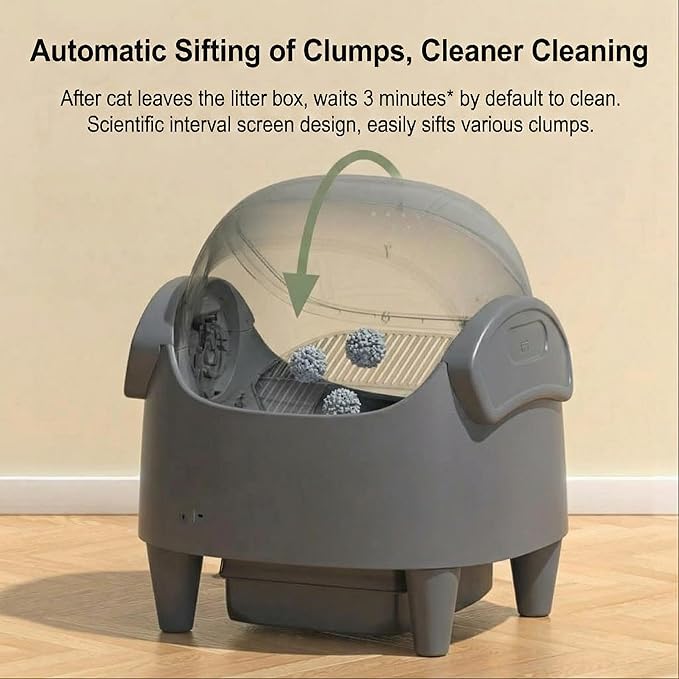 Automatic Self-Cleaning Cat Litter Box with Open-Top Design, App-Controlled Electric Litter Box for Multiple Cats, Adjustable Entry Height, Multi-Sensor Safety System, Includes 1 Roll Trash Bags