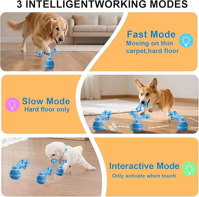 Interactive Dog Toys, Motion Activate Rolling Ball for Small Medium Large Dogs, Automatic Moving Toy, Interactive Dog Ball Stimulation Toy for Boredom Relief (Blue)