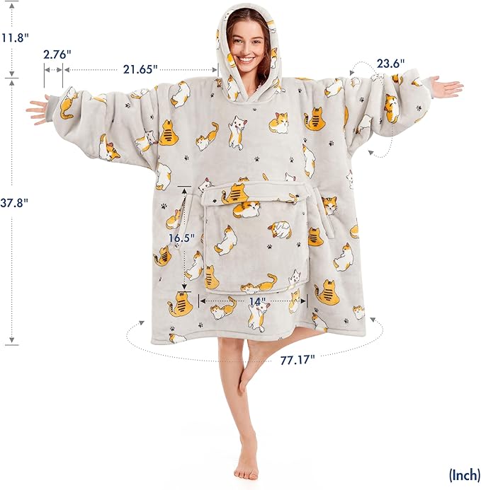Narecte Cozy Oversized Blanket Hoodie Wearable Blanket Adults Soft Hooded Blanket Hoodie Birthday Gifts for Women Christmas