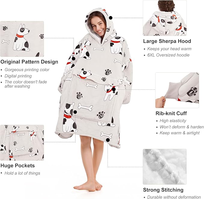 Narecte Cozy Oversized Blanket Hoodie Wearable Blanket Adults Soft Hooded Blanket Hoodie Birthday Gifts for Women Christmas