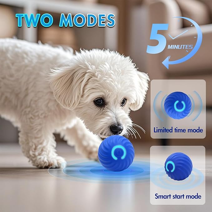 Interactive Dog Ball Toys for Pet Dogs,Smart Electric Small Medium Dog Toys to Keep Them Busy,Automatic Rolling Jumping Balls with 2 Cover for Dogs,Rechargeable Pet Interactive Toy Balls,Blue