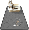 Silicone Cat Litter Mat, 34“ x 22” Waterproof Cat Litter Mats for Floors, Raised Edges Prevent Leaks and Make Cleaning Easy (Gray)