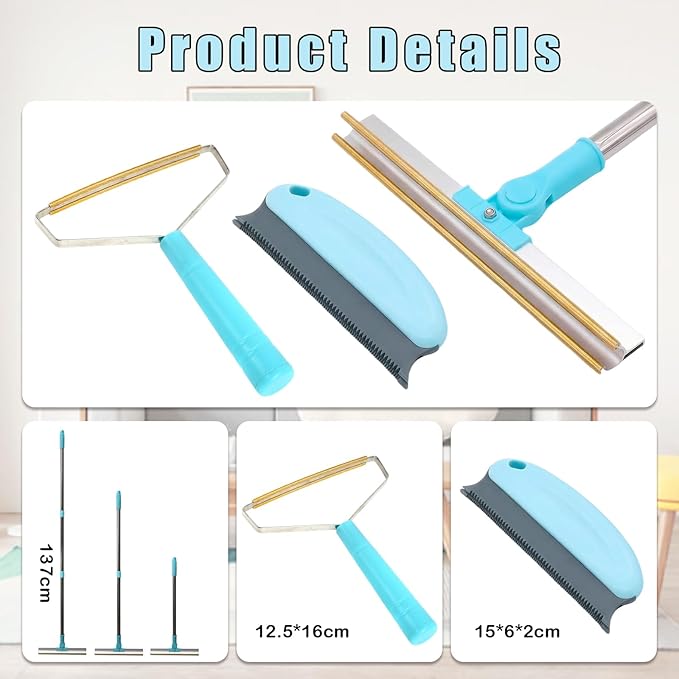 Pet Hair Remover Tool,3 in 1 Carpet Rake for Pet Hair Removal,Tool Set of 3, Carpet Scraper, Pile Brush Easy for Clean Dog and Cat Hair,for Carpets, Cars, Sofas, Beds, Furniture, and Dog Kennels