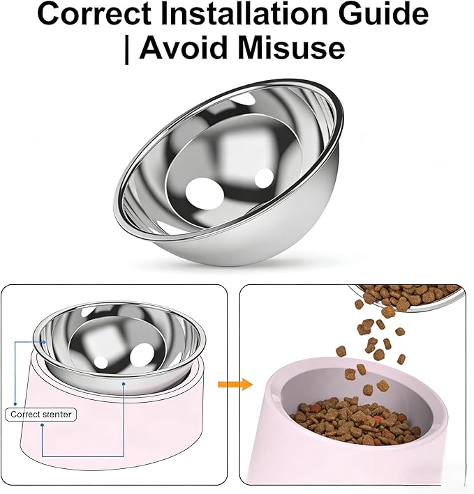 Pink Elevated Dog Bowl Set - 15° Tilted Slow Feeder (3 Sizes & 7 Colors), Anti-Choking Design with Non-Slip Base - BPA-Free for Small/Medium/Large Dogs (Pink, l)