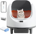 Grepatio Automatic Cat Litter Box for Multiple Cat, Open-Top Self Cleaning Cat Litter Box with APP Control, Safe Anti-Pinch, Weight Monitoring, Litter Box Include Scent Cartridge, 2-Roll Garbage Bags