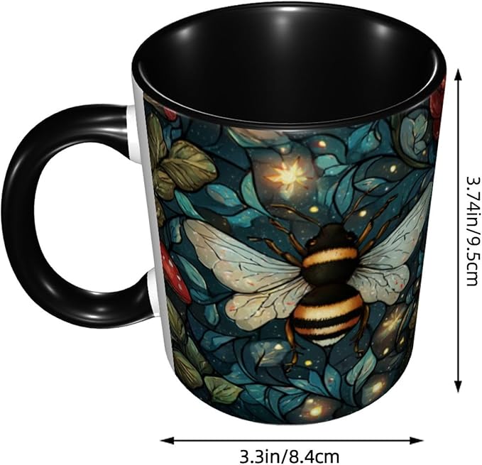 Bee Coffee Mug 11oz Ceramic Tea Cup With Handle Funny Porcelain Mugs for Women Dishwasher Microwave Safe