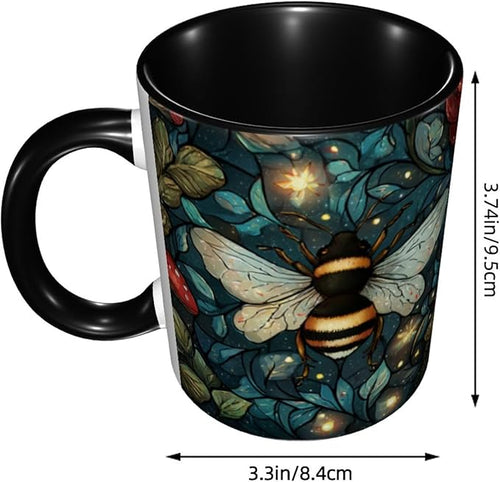 Bee Coffee Mug 11oz Ceramic Tea Cup With Handle Funny Porcelain Mugs for Women Dishwasher Microwave Safe