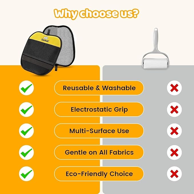 Pet Hair Removal Glove for Dogs & Cats, Upgraded Reusable Electrostatic Pet Hair Remover Glove, Magic Brush Mitt Tool for Couch, Furniture, Bed, Clothing, Carpet, Car Seat