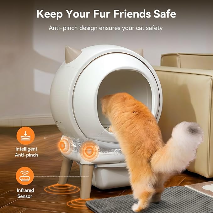 Self Cleaning Litter Box - E2 Automatic Cat Litter Box Smart Robot, APP Control,Weight Monitoring - Ultra-Quiet, for Medium Cats and Kittens, Safe Anti-Pinch Litter Box
